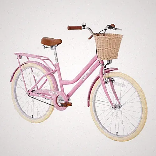 24" Girls Bike Single Speed Steel Frame Front V-Brake Rear Coaster Brake Pink