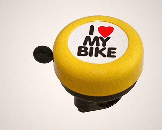 55mm Bolt-On Alloy "I Love My Bike" Style Bicycle Bell Yellow Fits Most Bikes.