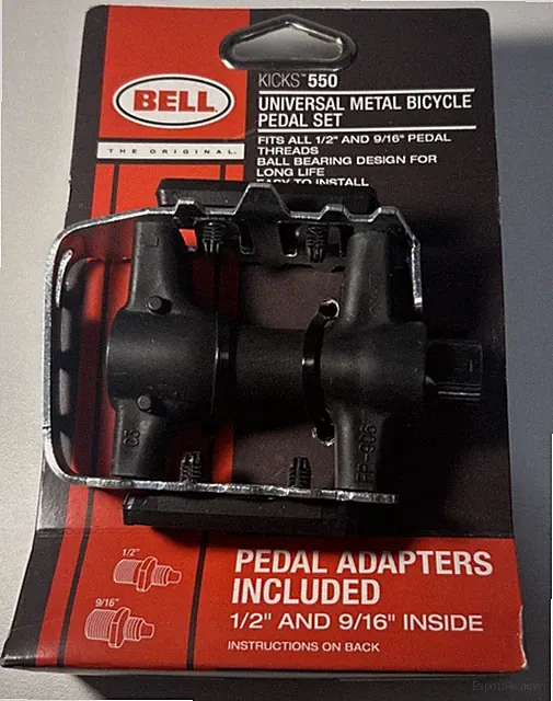Bell Kicks 550 Universal Metal Bicycle Pedal Set Fits All 1/2" 9/16" Threads NEW