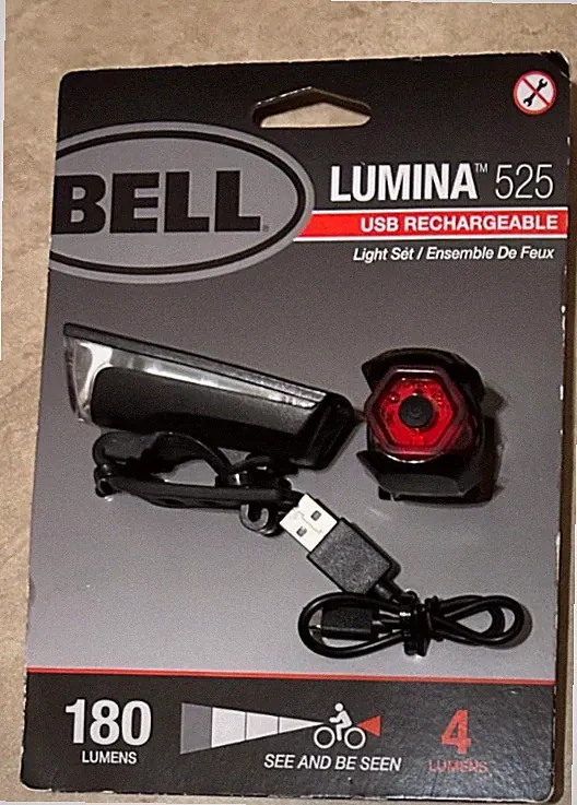 Bell Lumina 525 USB Rechargeable Bicycle Light Set 180 & 4 Lumens Front & Rear