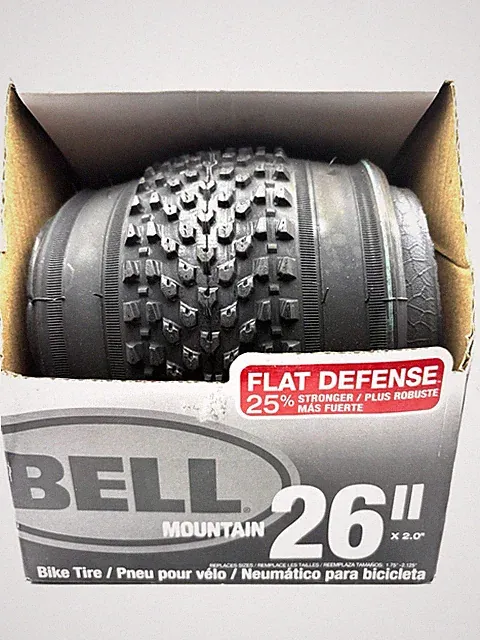 BELL Mountain Bike Tire 26" x 2.0" Flat Defense Mountain Bicycle Tire