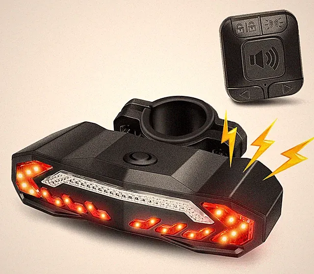 Intelligent LED Bicycle Bike Tail Light Brake Rear Lamp W Alarm USB Rechargeable