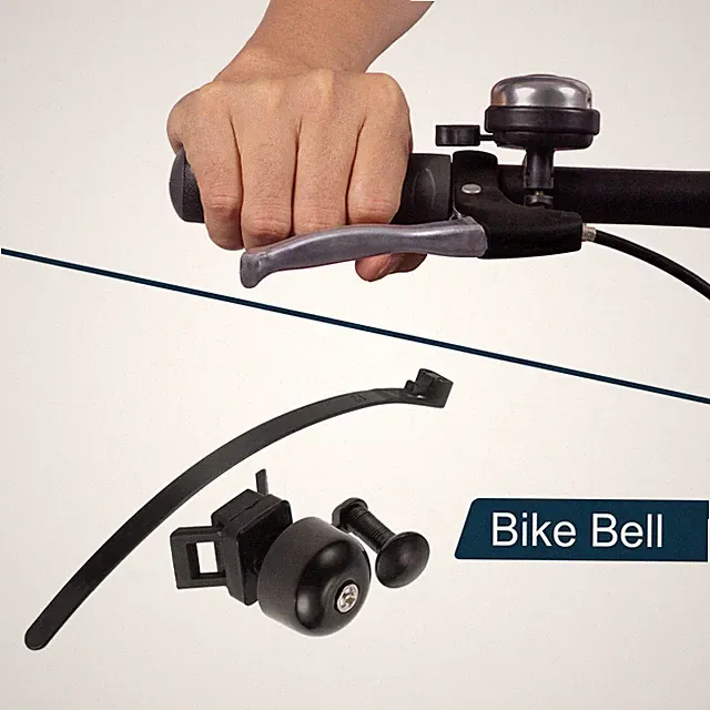 MTB Road Bike Bicycle Trigger Bell Clean Sound Quick Release Strap Design Black