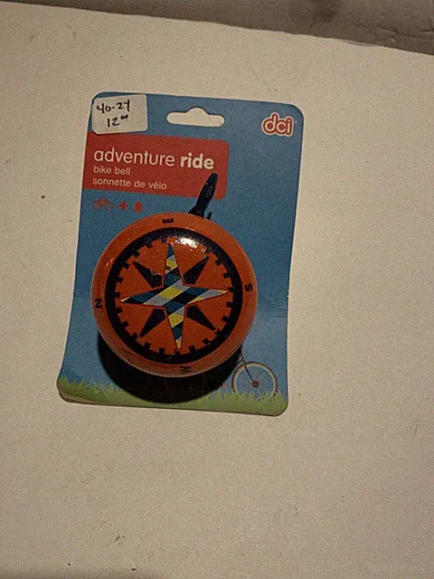 New NIB Bike Bell Adventure Ride Red Blue Plaid Compass Star