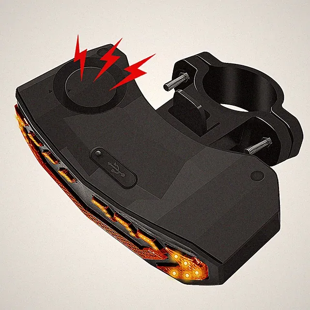 Smart Bike Tail Light Anti-Theft Alarm USB Rechargeable Bike Turn Signal Warning