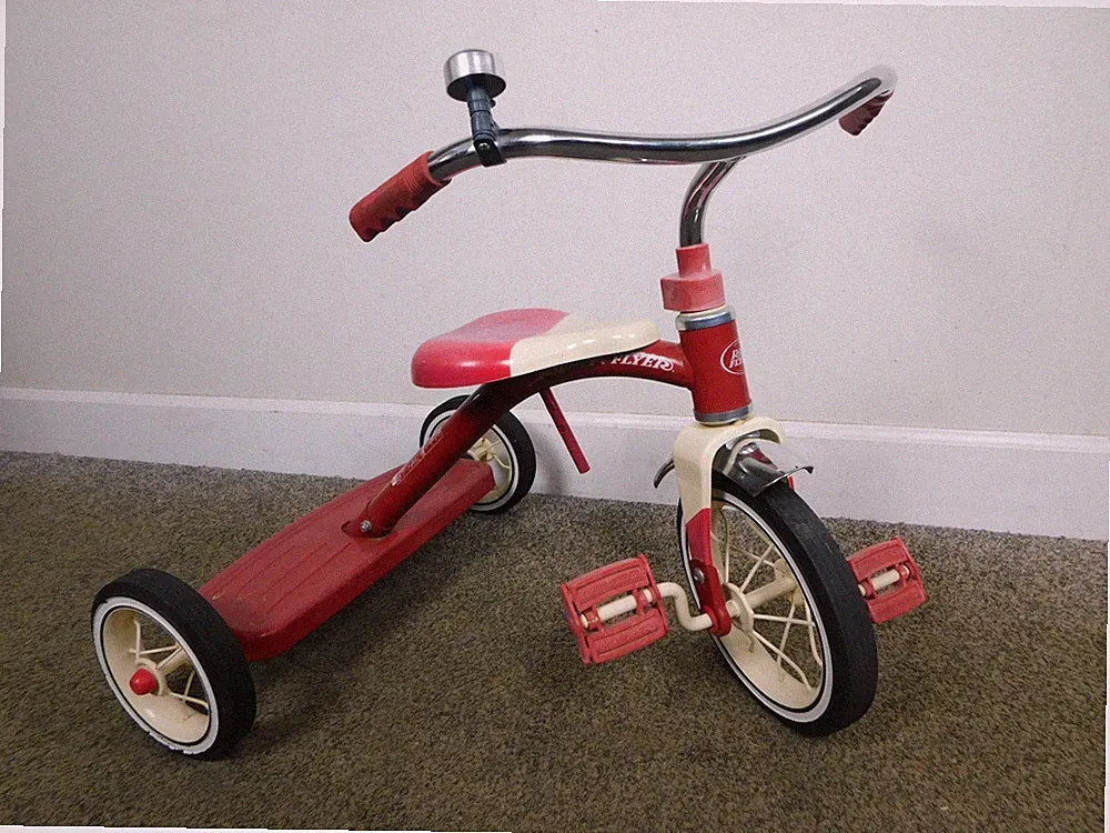 VTG Radio Flyer Tricycle Bike Model #34B Red White VERY GOOD RIDER w Bell!